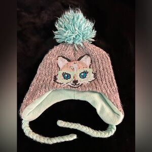 Justice Kids Beanie Hat with Sequined Raccoon Bling.